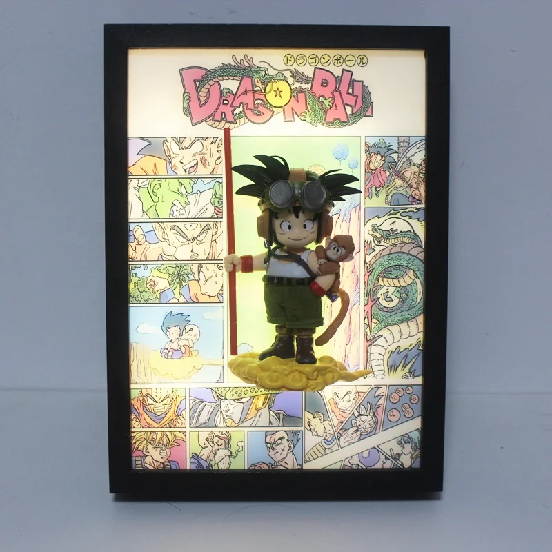 Драконий шары 3D Гоку Аниме Фигурка три цвета Изменение Света фоторамка Креативный дизайн живопись лучший подарок для мальчика и девочки