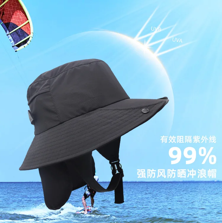 UPF50+ Wide Brim Detachable Neck Cover Fisher Hat Riding Cycling Fishing Hats Quick Dry Sun Protection Surf Hat