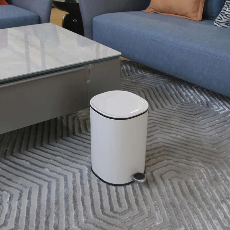 5L Dustbin With Cover Metal Cans Stainless Steel Pedal Bins Foot Pedal Trash Can Metal Garbage Container Sanitary Bin