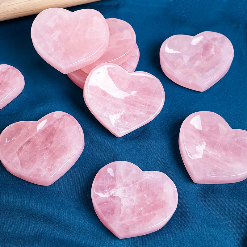 Rose Quartz Heart Shaped Natural Energy Healing Crystal Bowl Rose Quartz Heart Bowl For Home Decor Gift