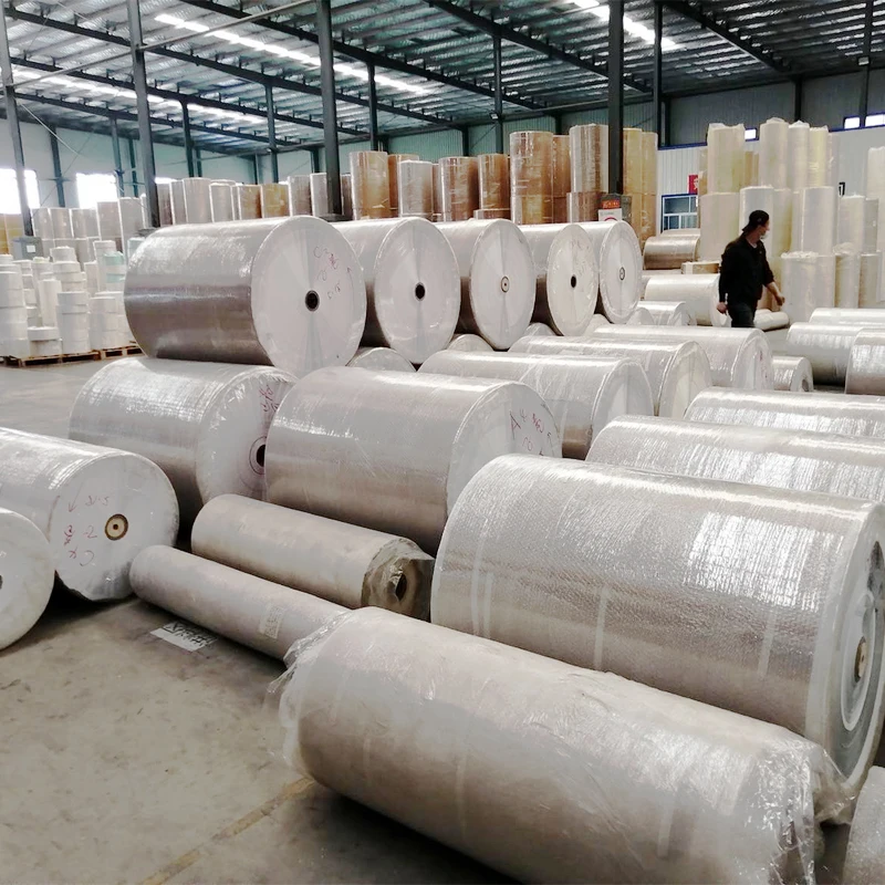 top coated self adhesive paper semi glossy sticker direct thermal label jumbo roll