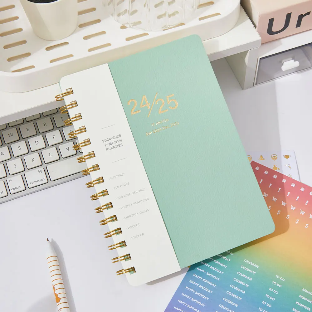 2025 Agenda Book Planner Daily Weekly Plan Book English A5 spiral binding Book Wholesale customizable 17 months planner
