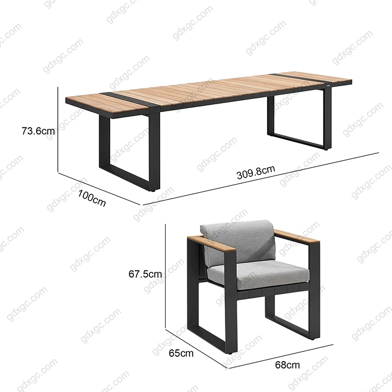 Modern Waterproof Aluminum Kitchen Garden Table and Chair Set Outdoor Dining Set