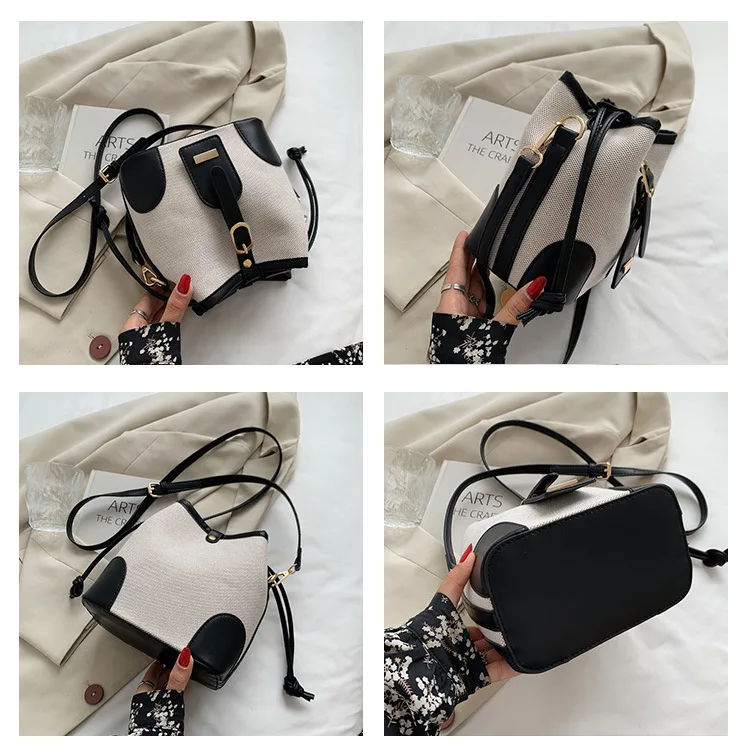 Designer Ladies Brand Fashion Luxury Shoulder Messenger Handbags Women All-match Drawstring Bucket Tote Bags Small Canvas Bag