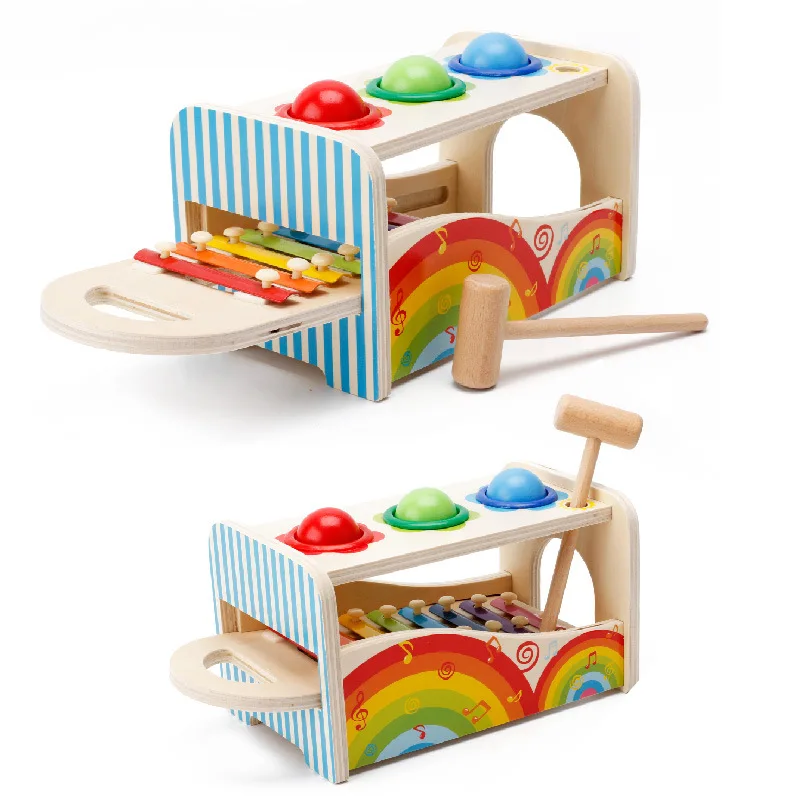 Early Educational Toddlers Knocking Ball Toy Baby Xylophone Durable Wooden Musical Pounding Toy