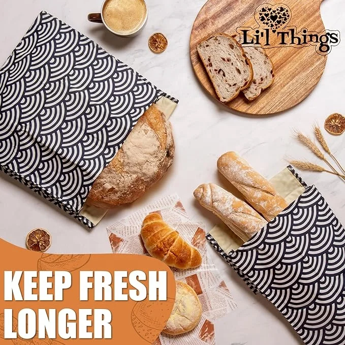 Eco-friendly Reusable Beeswax Bread bags 6 Different Themes  Perfect Bag for Home-Baked   Bread   Japanese Seigaiha Waves