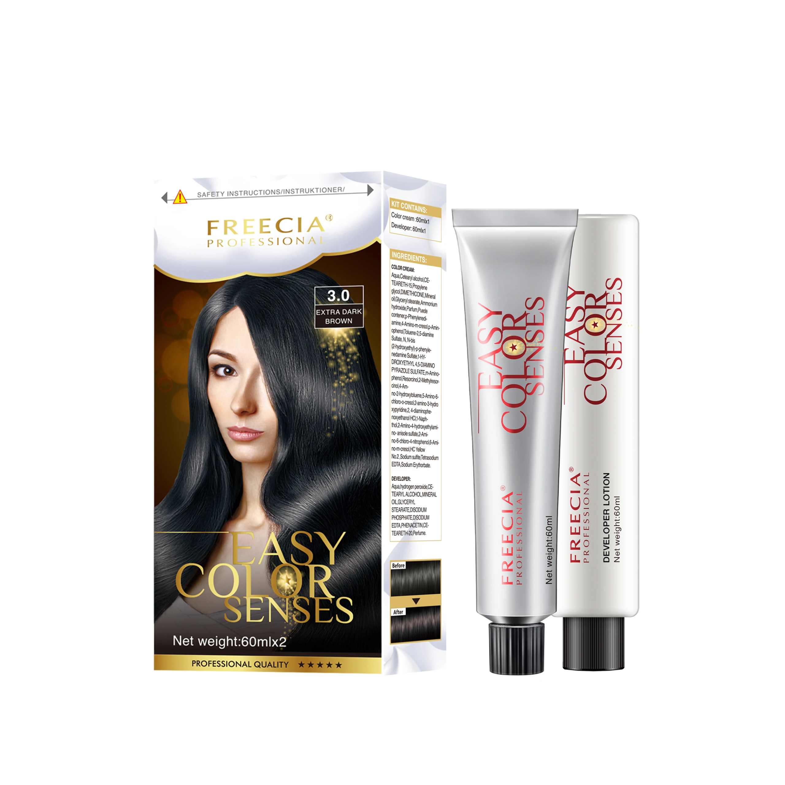 Permanent hair color kit home use easy coloring hair dye kit with various colors