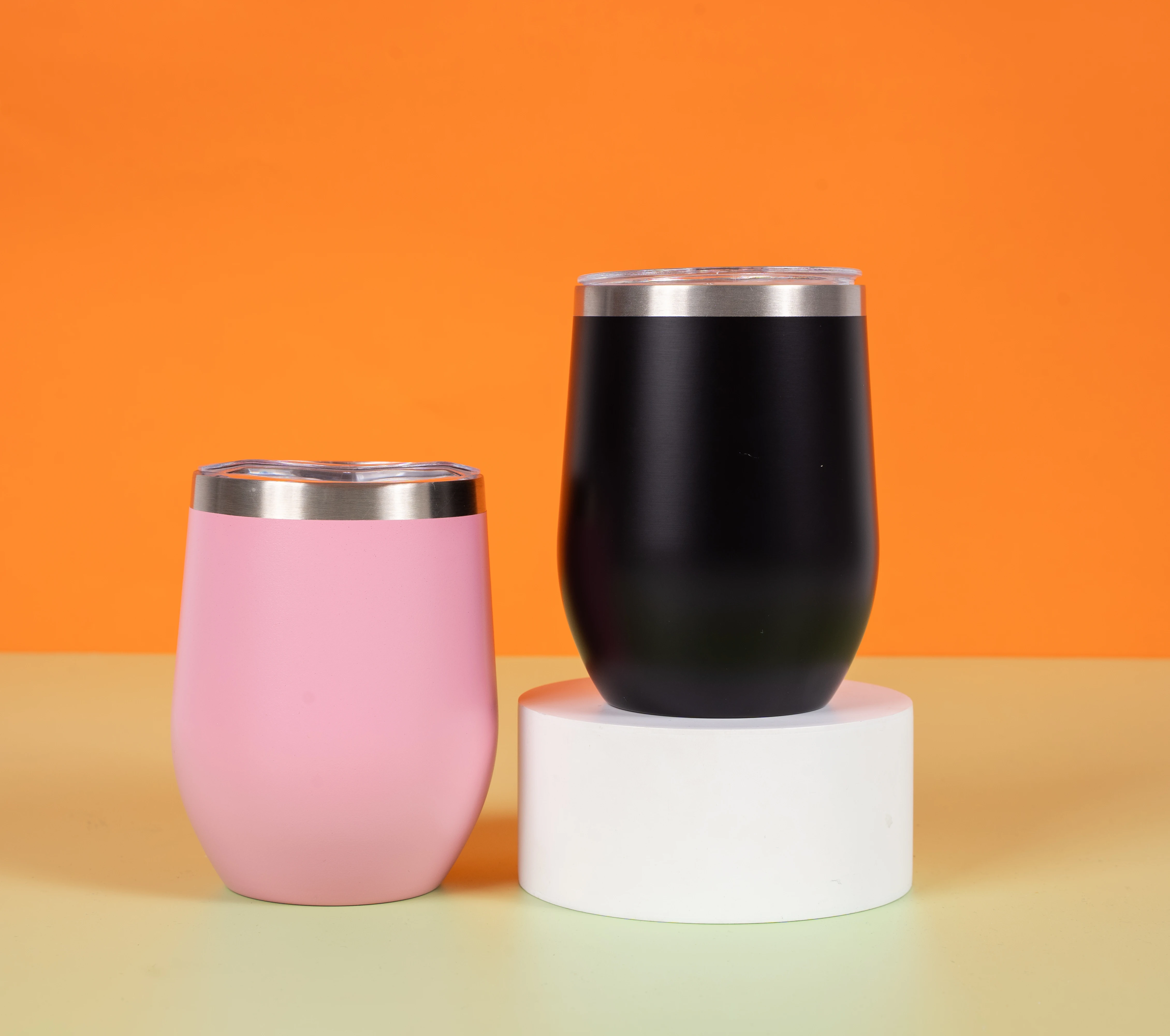 12oz Cups Colorful Powder Coating Stainless Steel Sublimation Double Wall Insulated Wine Tumbler Egg Cup Coffee Cup
