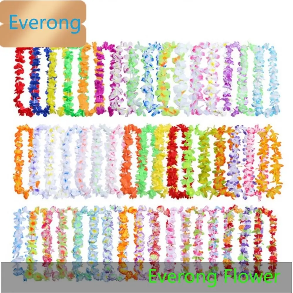 F-1387 Wholesale Colorful Artificial Silk Leis Necklace Garland Hawaii Wreaths
