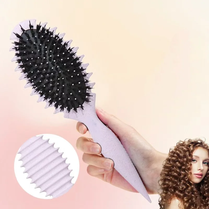 Biodegradable Detangled Define Styling Tangled Curly Round Hair brushes Hair Massage Cushion Curl Brush Boar Bristle Brush Combs