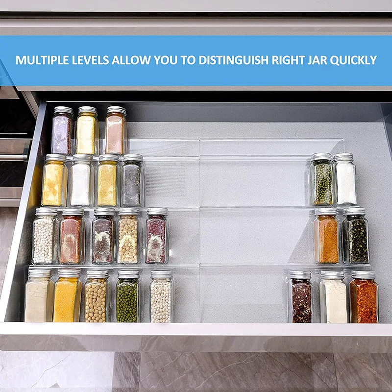 Multi-functional Acrylic In-drawer Spice Organizer Storage Rack