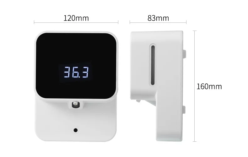 Hot Selling 1200ml X6 Wall Mount Digital Rechargeable Triple Foam Dispensing Automatic Soap Dispenser Thermometer