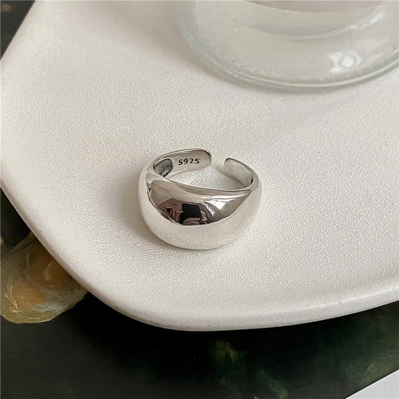 S925 925 Silver Jewelry Arc Ring with Smooth Texture Heavy Industry Style Gender-Free Plain Ring for Men and Women Wholesale