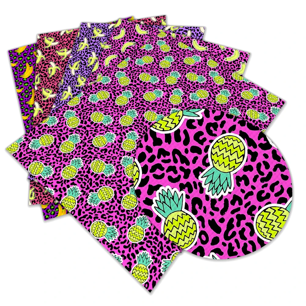 Leopard fruit banana pattern faux leather for upholstery mini bag croc phone case decoration key chain