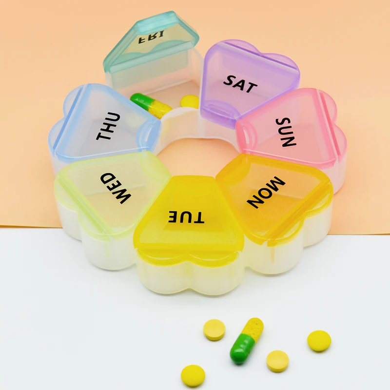 7 Day Portable Weekly Pill Box for Vitamins Easy to Open Tablet Box Travel Pill Case with Snap Lids Design Tablet Organiser