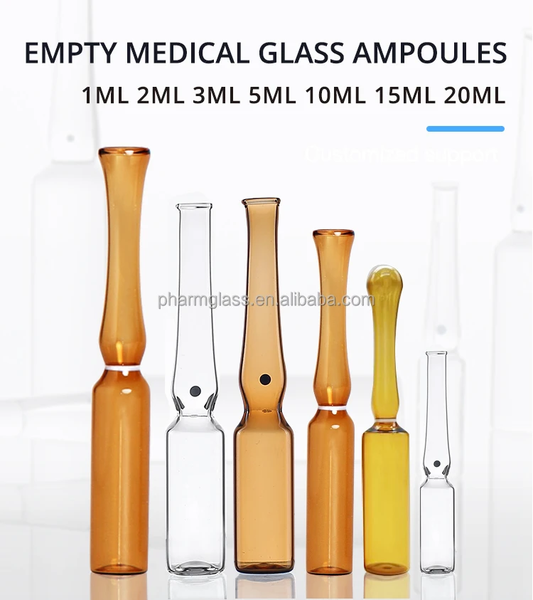 Hot Sale 1ml 2ml 5ml 10ml 20ml 30ml Form C Neutral Borosilicate Glass Ampoule for Pharmaceutical Use