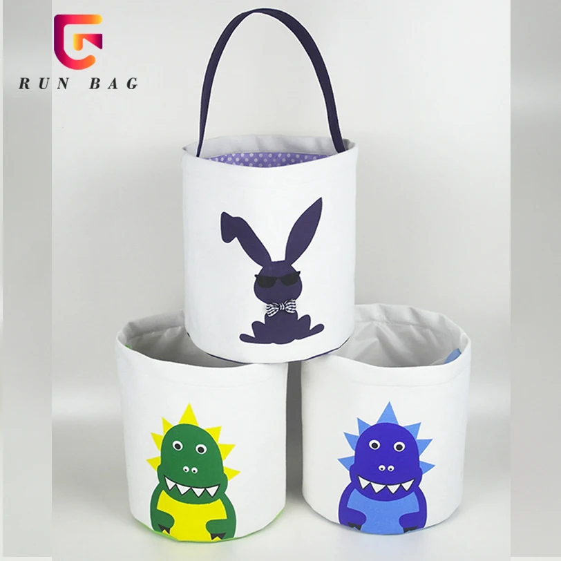 2020 Wholesale Egg And Candy Basket For Kids Canvas Unicorn Easter Basket