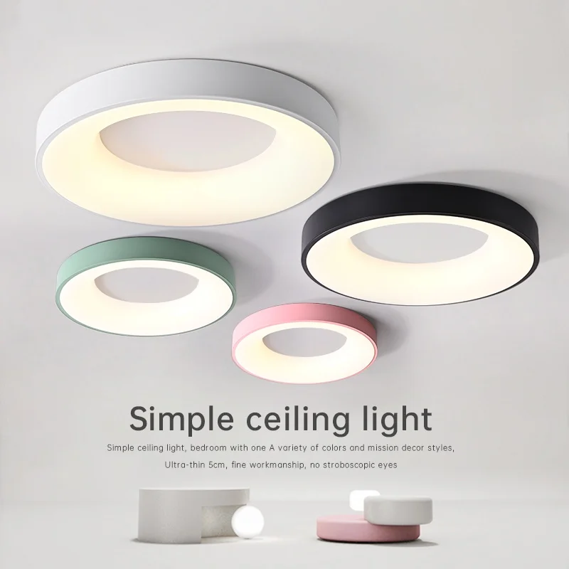 High Quality Macaron Indoor Ceiling Light Led Lighting PVC Round Modern Bedroom Living Room Dimmable Led Ceiling Lamp
