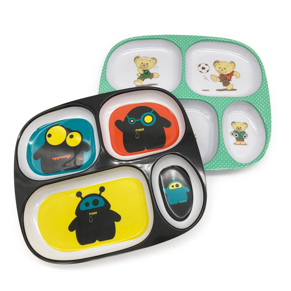 Food Grade Custom Design BPA-free Unbreakable Kids Portion Melamine Feeding Plate