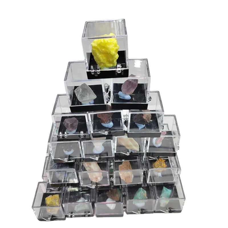 Wholesale natural crystal gemstone healing energy stone ore craft mineral specimen box for gift