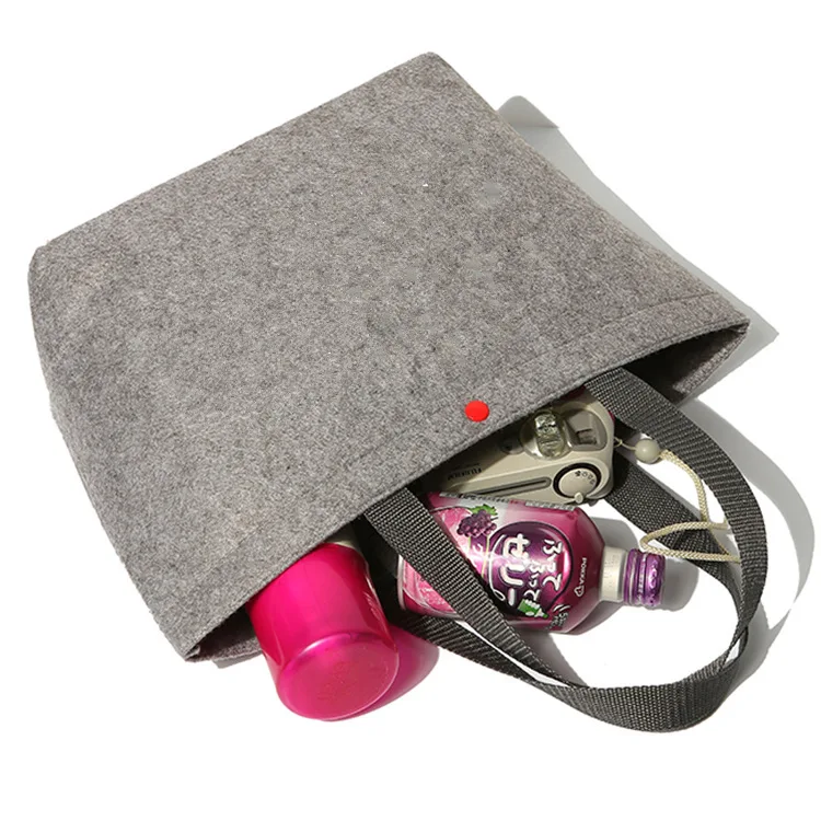 Customized reusable wool felt ladies bag shopping tote bag