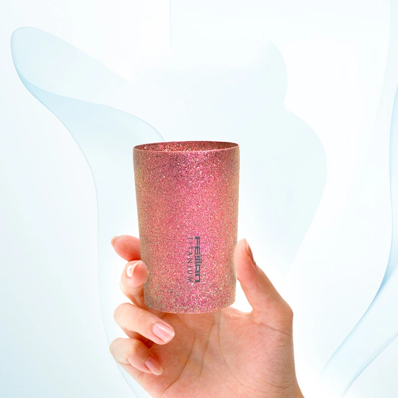 Стакан для воды из чистого титана с алмазной поверхностью окисляющий вакуумный антикоррозийный ультралегкий бактерицидный стакан подарка