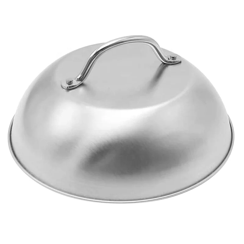 Wholesale Griddle Accessories Tools 430 Stainless Steel 9 inch Round Grill Basting Cover Cheese Melting Dome BBQ Burger Cover