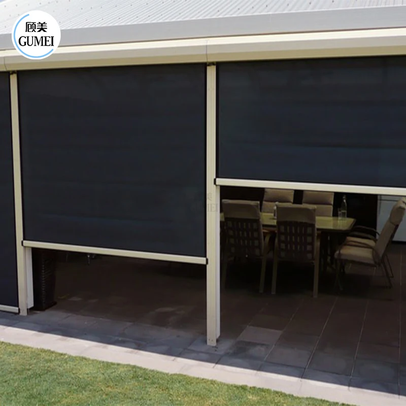 Factory Price Garden Outdoor Motorized Zipper Track Screens Blinds Shade Roller Shutters Curtains