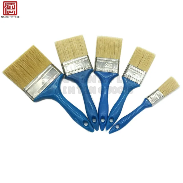 CTPBS011 Wholesale Price  Blue Fluorescence Powder Virgin Plastic Handle Pig Bristle  Polyester Filament Paint Brushes