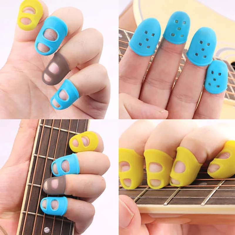 Heat Resistant Silicone Rubber Finger Tips Protector Cover Caps Cots For Playing Guitar