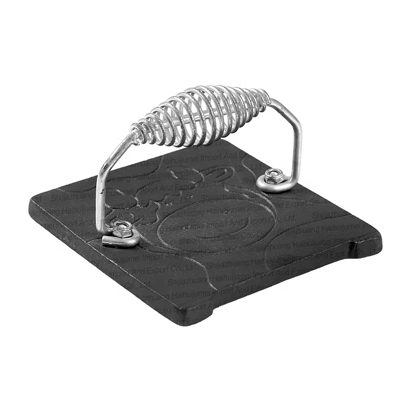 Manufacture Pre-Seasoned Cast Iron Hamburger Sandwich Smash Burger Bacon Meat Griddle Grill Press Wooden Handle