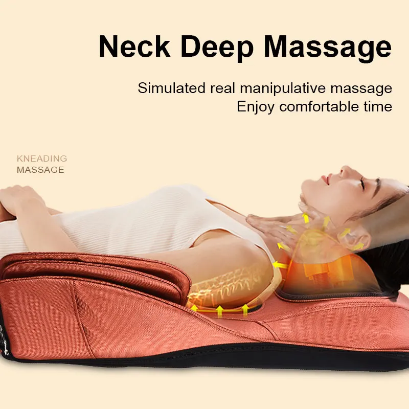 Full Body Shiatsu Massage Chair Back Pain Relief Seat Red Light 3D Kneading Massage Cushion For Home Office Chair Car Seat