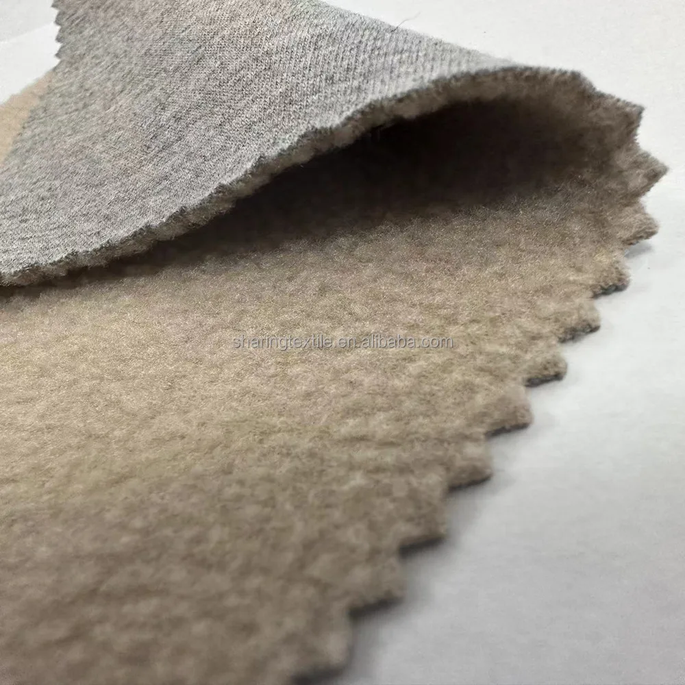 Air Layer Melange Hacci Knit Brushed Polar Fleece Polyester Cotton/Rayon Spandex Velvet Fleece Fabric For Sportswear Hoodie