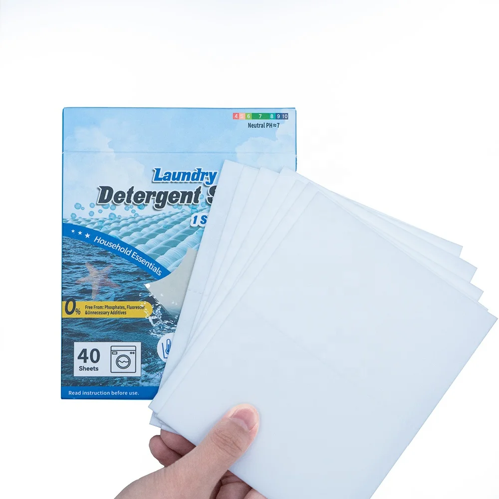 OEM Enzymatic Laundry Detergent Strip Cleaner Custom Mountain Morning Scent Laundry Detergent Sheets Fabric Softener