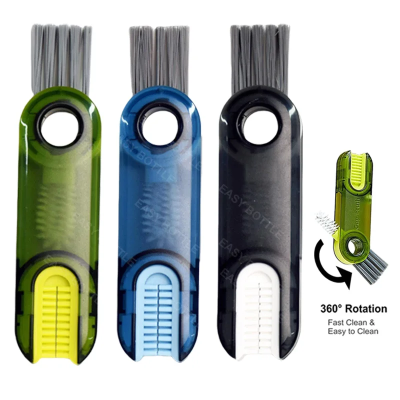 Hot 3 In 1 Rotatable Plastic Water Bottle Cleaning Brush Portable Baby Bottle Brush Water Cup Brush