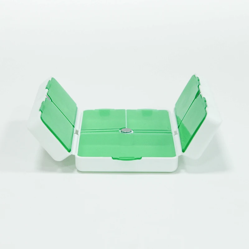 Magnetic Foldable Small Pill Organizer Travel Pill Case Box 7 Compartments Pill Box 7 Days A Week Medicine Box
