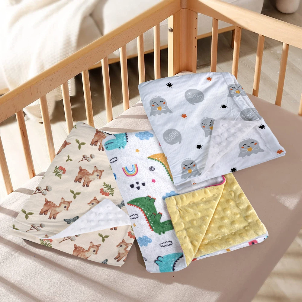 new style double layers minky dot swaddle blanket Super Plush Minky Dot Baby Blanket Super Warm Dot Minky Newborn blanket