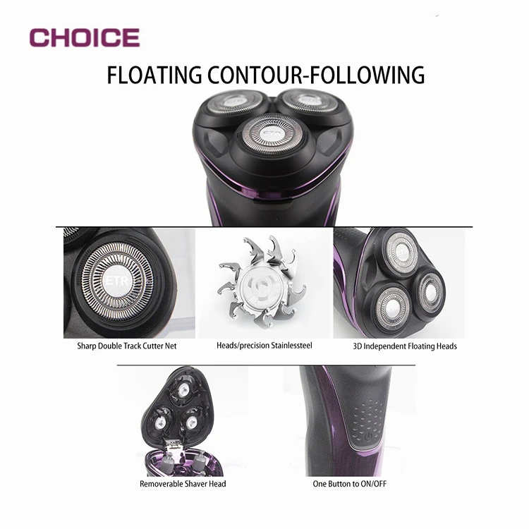 Low Price Stainless Steel USB Triple Rechargeable Electric Shaver Trimmer Waterproof Mens Shaving Razor