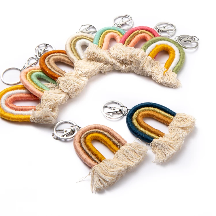 Wholesale all kinds of customized fashion trim tassel leather Korean velvet keychain decoration rainbow cotton thread curtain ac