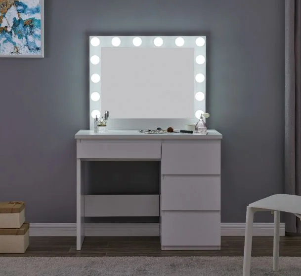 Free Sample Cheap Luxury Modern Hot Selling Wooden Dressing Table With Mirror And Light Lamp