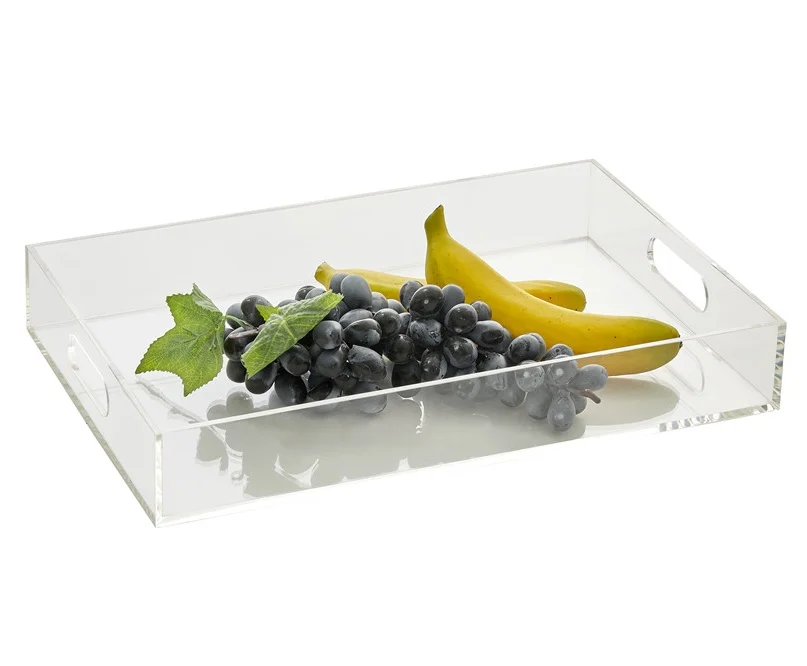 Transparent Acrylic Plastic Serving Tray for Drink Food Cosmetics Storage