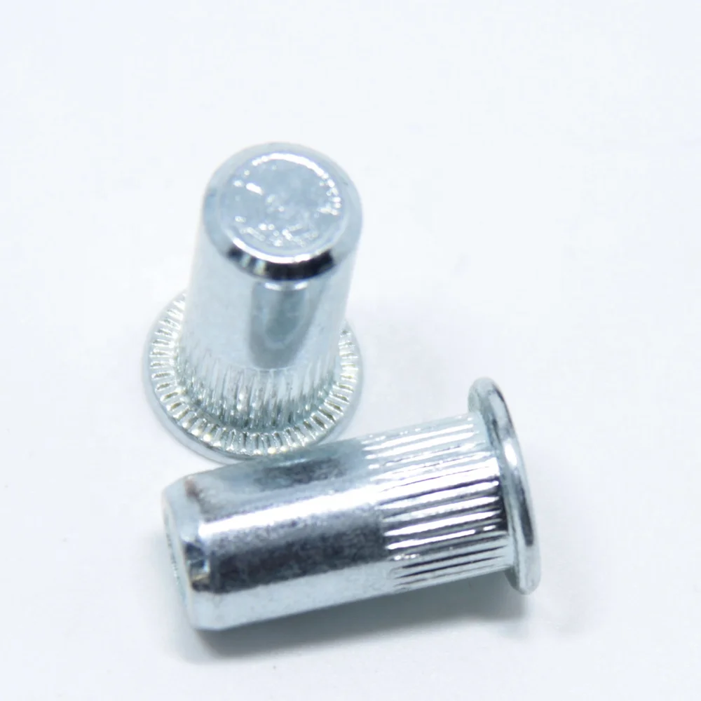 Carbon Steel With Zinc Plating Flat Head Round Knurlead Body Closed End Blind Rivet Nuts