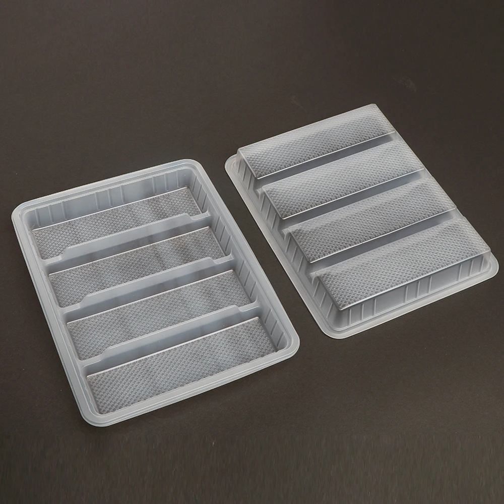 Translucent rectangular plastic tray fast food delivery tray with lid