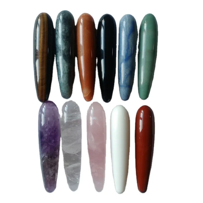 Natural assorted crystal stone massage wands rose quartz crystal yoni dildo for body use