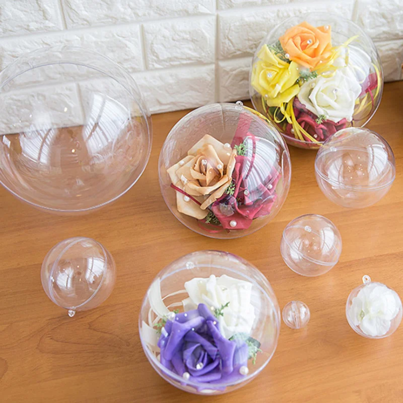 Оптовая продажа, круглый подвесной Прозрачный Рождественский шар, декоративный пустой прозрачный акриловый пластиковый шар