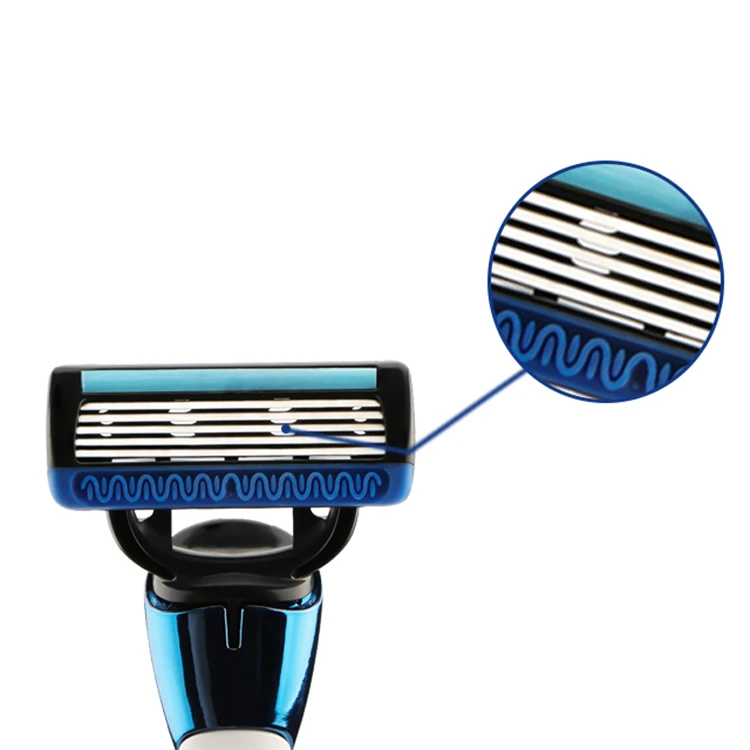 HW-B505DR  changeable cartridge open design 5 five blade razor metal handle system razor imported stainless steel material blade