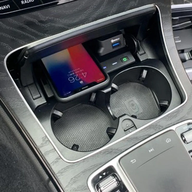 Беспроводное зарядное устройство для Mercedes Benz C Class W205 C180 C200 C260 GLC AMG C43 C63 держатель телефона с быстрой зарядкой