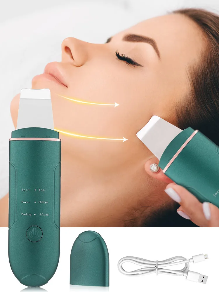 Ultrasonic Face Skin Scrubber USB Charging Facial Cleaner Vibration Blackhead Removal Exfoliating Iron Cleaner Skin Scrubber