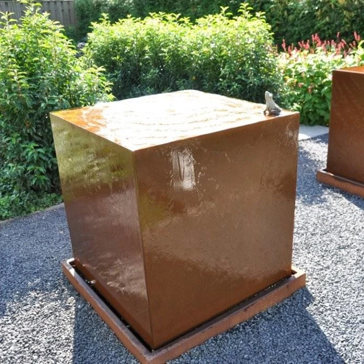 Outdoor garden modern corten steel gate water fountain
