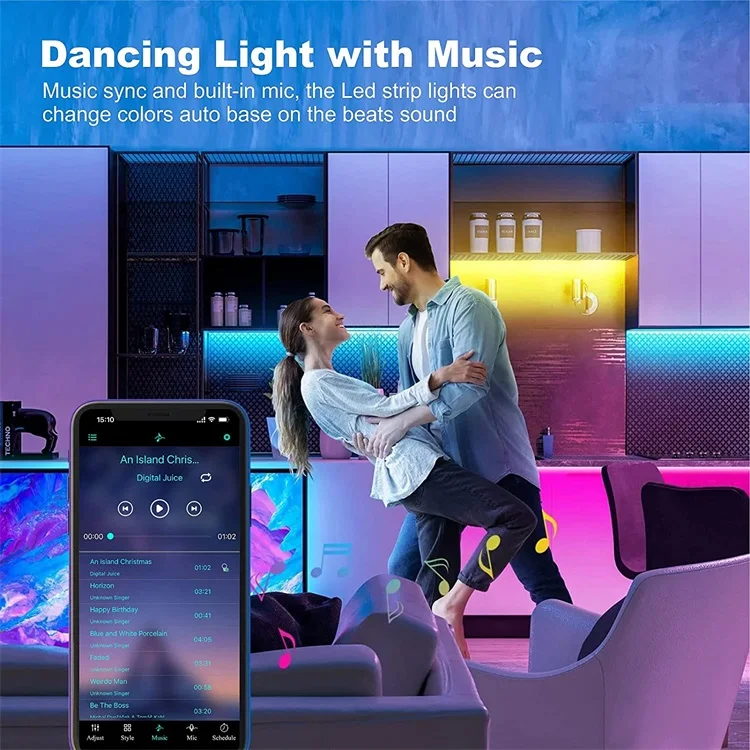 100ft возможностью погружения на глубину до 30 м RGB светодиодные полосы света 12v 5050 smart led с дистанционным управлением Bluetooth APP синхронизация музыки цвет меняется домашняя) Светодиодная лента usb-питанием